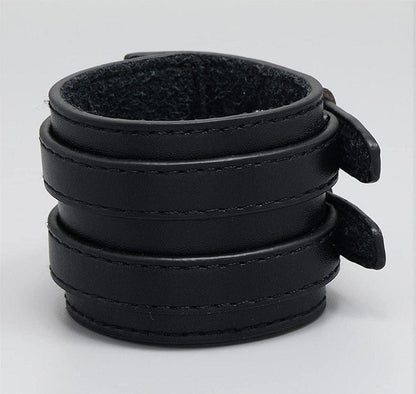 THE MEN THING Leather Bracelet DUSKFANG STRAP BLACK - Genuine Braided Leather Bracelet Set for Men & Boys (8 inch)