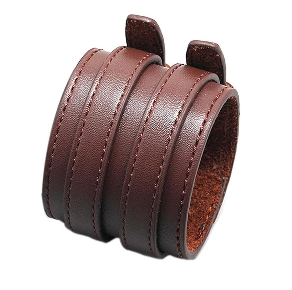 THE MEN THING Leather Bracelet DUSKFANG STRAP BROWN - Genuine Braided Leather Bracelet Set for Men & Boys (8 inch)