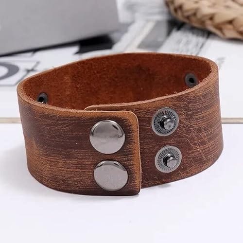 THE MEN THING Leather Bracelet FIRESTORM PHOENIX BAND - Red Copper Genuine Braided Leather Bracelet Set for Men & Boys (8 inch)