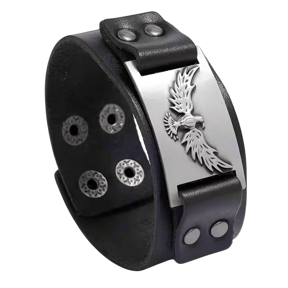 THE MEN THING Leather Bracelet FIRESTORM PHOENIX BAND - Silver Genuine Braided Leather Bracelet Set for Men & Boys (8 inch)