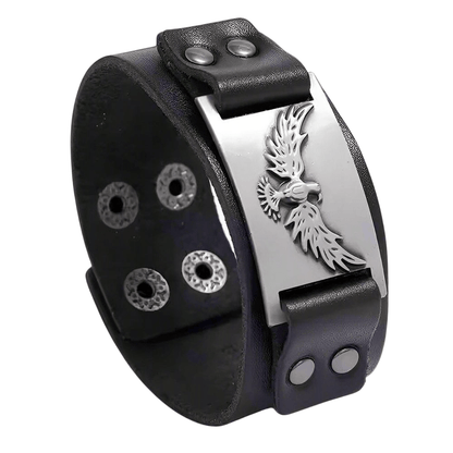 THE MEN THING Leather Bracelet FIRESTORM PHOENIX BAND - Silver Genuine Braided Leather Bracelet Set for Men & Boys (8 inch)