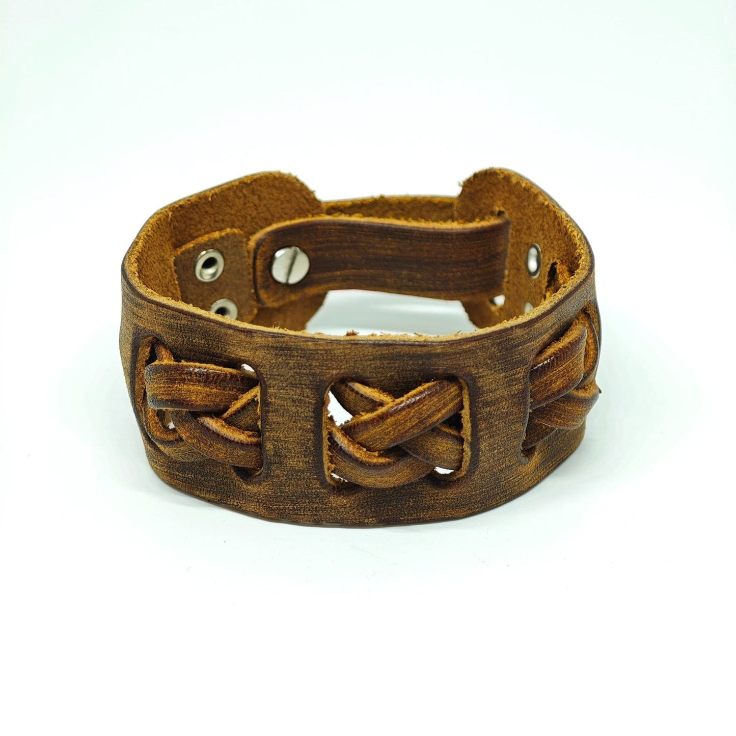 THE MEN THING Leather Bracelet FRONTIER CUFF - 32mm Genuine Leather Adjustable Bracelet for Men & Boys (7 inch)
