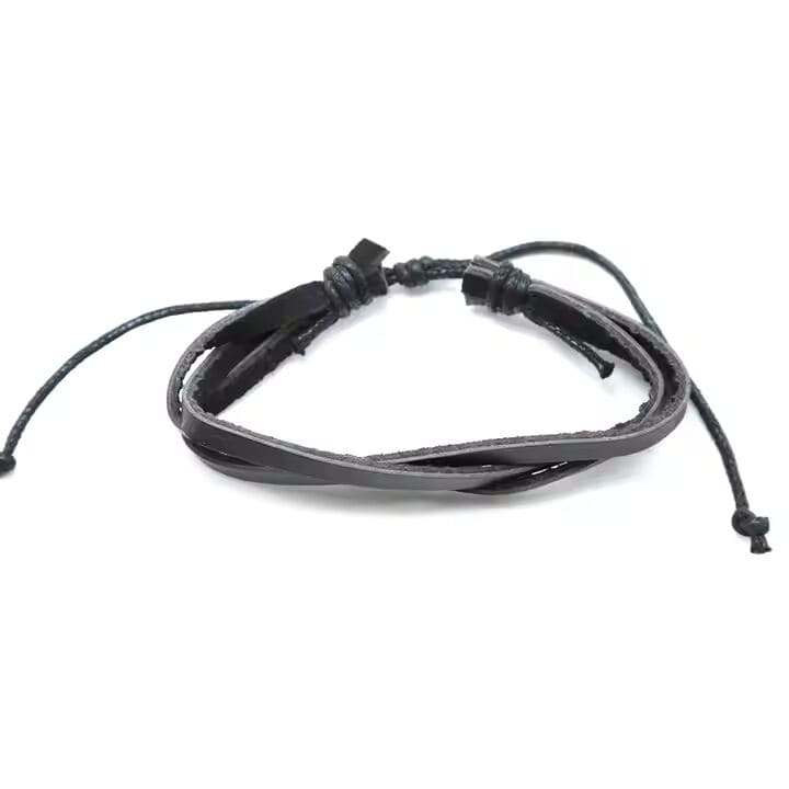 THE MEN THING Leather Bracelet FROSTBORN CUFF - 3 Pcs Genuine Braided Leather Bracelet Set for Men & Boys (8 inch)