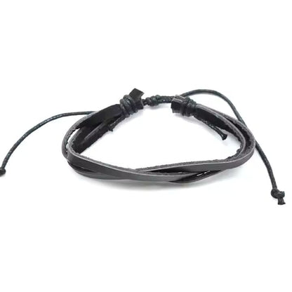 THE MEN THING Leather Bracelet FROSTBORN CUFF - 3 Pcs Genuine Braided Leather Bracelet Set for Men & Boys (8 inch)