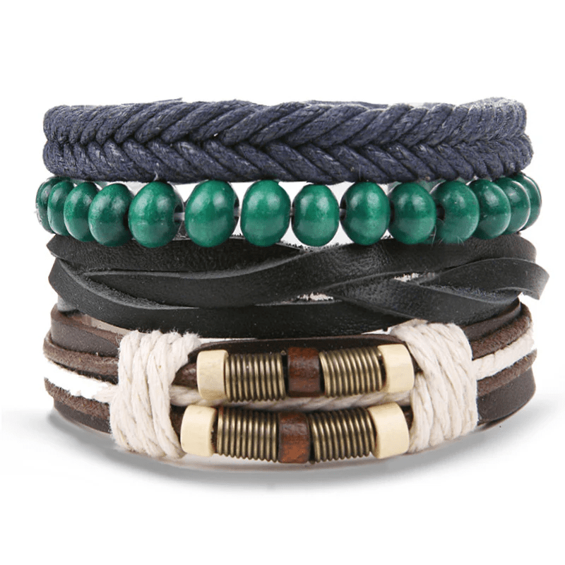THE MEN THING Leather Bracelet FROSTBORN CUFF - 3 Pcs Genuine Braided Leather Bracelet Set for Men & Boys (8 inch)