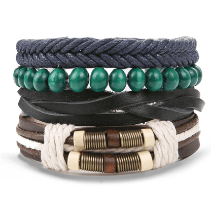 THE MEN THING Leather Bracelet FROSTBORN CUFF - 3 Pcs Genuine Braided Leather Bracelet Set for Men & Boys (8 inch)