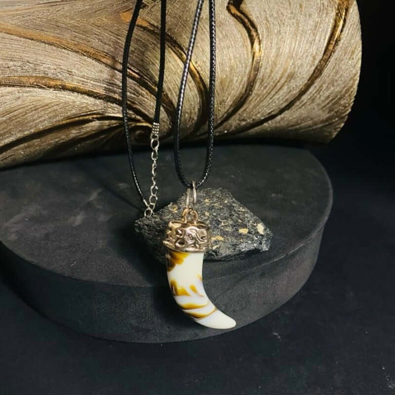 THE MEN THING Leather Bracelet HARMONY HUES - Multi Color Ivory Dangle Pendant Necklace Black Lobster Claw Adjustable Necklace for Men and Boys (18 inch)