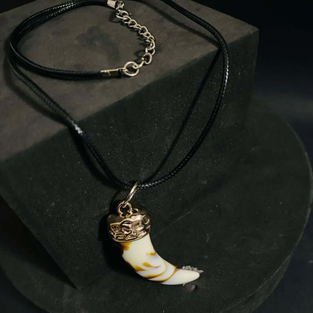 THE MEN THING Leather Bracelet HARMONY HUES - Multi Color Ivory Dangle Pendant Necklace Black Lobster Claw Adjustable Necklace for Men and Boys (18 inch)