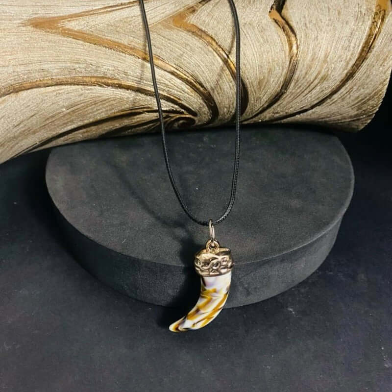 THE MEN THING Leather Bracelet HARMONY HUES - Multi Color Ivory Dangle Pendant Necklace Black Lobster Claw Adjustable Necklace for Men and Boys (18 inch)