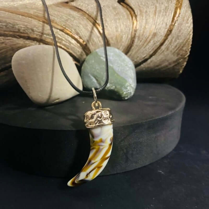 THE MEN THING Leather Bracelet HARMONY HUES - Multi Color Ivory Dangle Pendant Necklace Black Lobster Claw Adjustable Necklace for Men and Boys (18 inch)