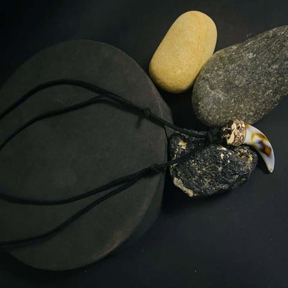 THE MEN THING Leather Bracelet HARMONY HUES - Multi Color Ivory Dangle Pendant Necklace with Black Cotton Cord Adjustable Necklace for Men and Boys.