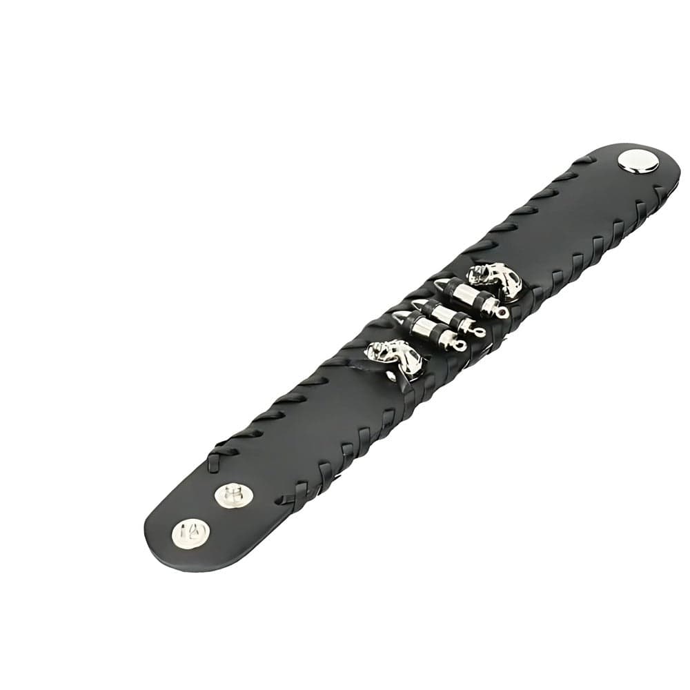 THE MEN THING Leather Bracelet HELLBOUND WARRIOR BLACK BAND - Genuine Braided Leather Bracelet Set for Men & Boys (8 inch)