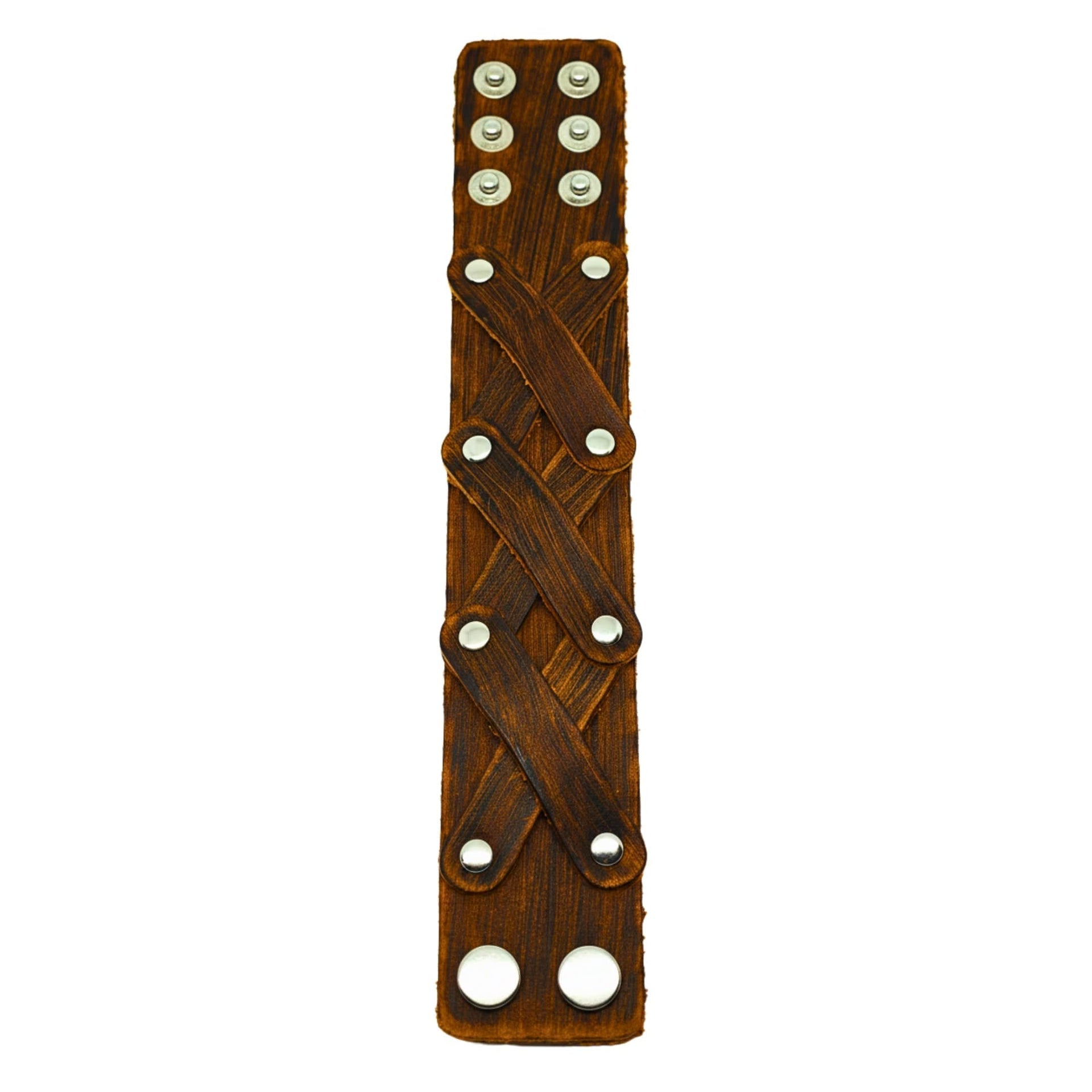 THE MEN THING Leather Bracelet OUTLAW CRISS - 40mm Brown Genuine Leather Adjustable Bracelet for Men & Boys (9.5 inch)