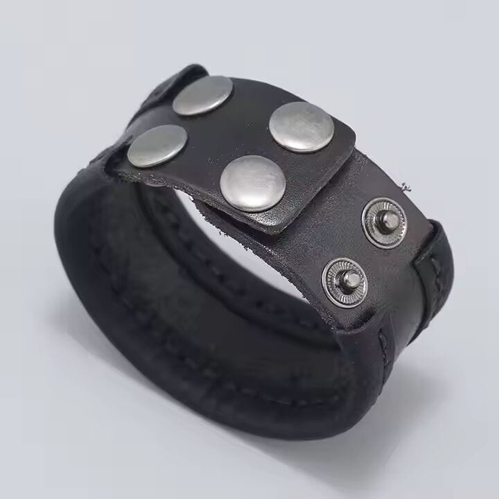 THE MEN THING Leather Bracelet OUTLAW WRAP BLACK - Genuine Braided Leather Bracelet Set for Men & Boys (8 inch)