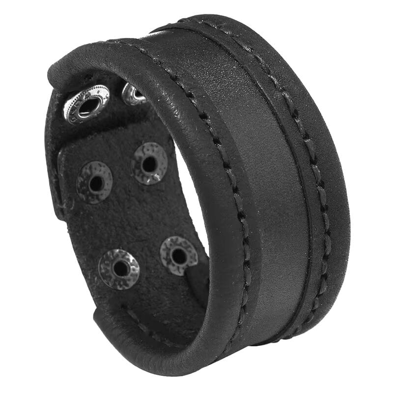 THE MEN THING Leather Bracelet OUTLAW WRAP BLACK - Genuine Braided Leather Bracelet Set for Men & Boys (8 inch)