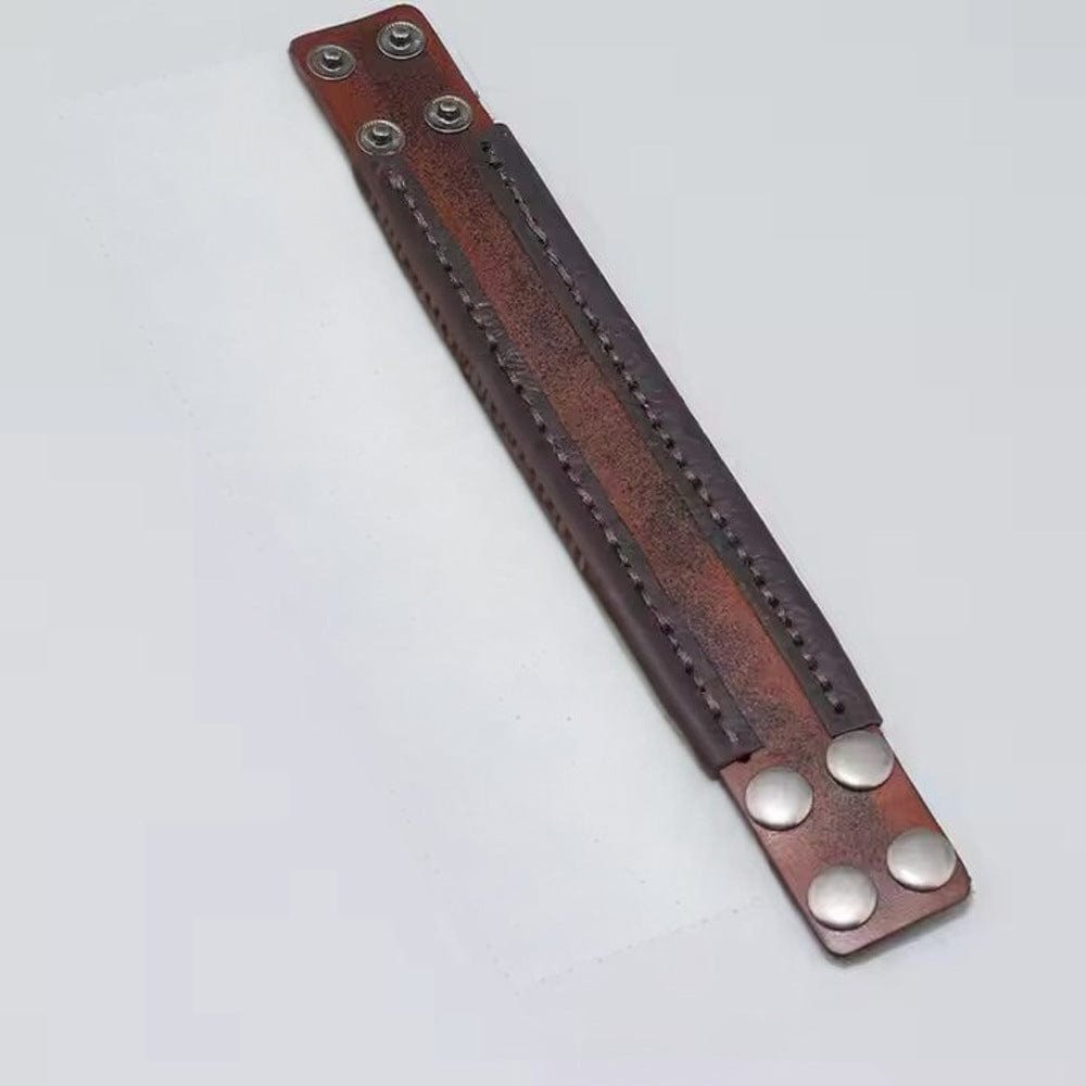 THE MEN THING Leather Bracelet OUTLAW WRAP BROWN - Genuine Braided Leather Bracelet Set for Men & Boys (8 inch)