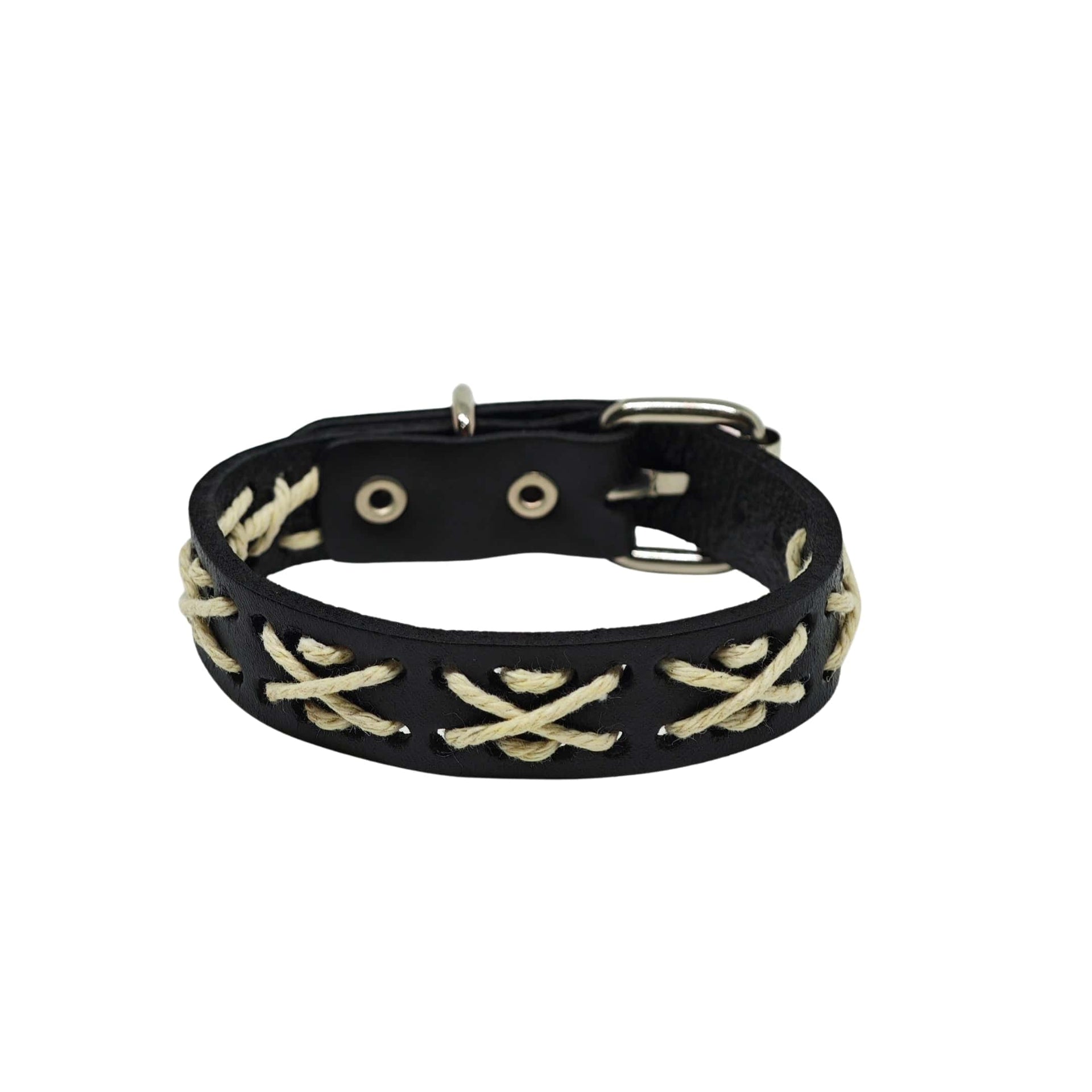 THE MEN THING Leather Bracelet REBEL STITCH - 18mm Genuine Leather Adjustable Bracelet for Men & Boys (9 inch)