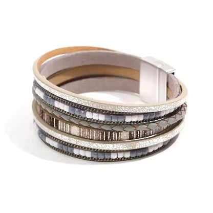 THE MEN THING Leather Bracelet REGALIA - Gray Genuine Braided Leather Bracelet Set for Men & Boys (8 inch)