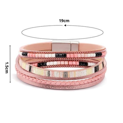 THE MEN THING Leather Bracelet REGALIA - Peach Genuine Braided Leather Bracelet Set for Men & Boys (8 inch)