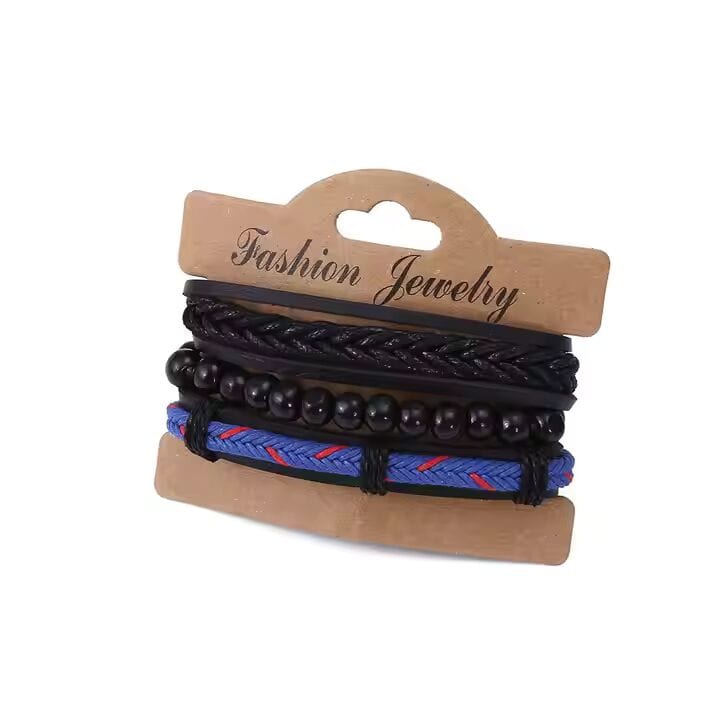 THE MEN THING Leather Bracelet ROYAL STRIDE - Genuine Braided Leather Bracelet Set for Men & Boys (8 inch)