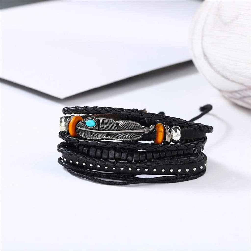 THE MEN THING Leather Bracelet STORMWEAVER - 3 Pcs Genuine Braided Leather Bracelet Set for Men & Boys (8 inch)