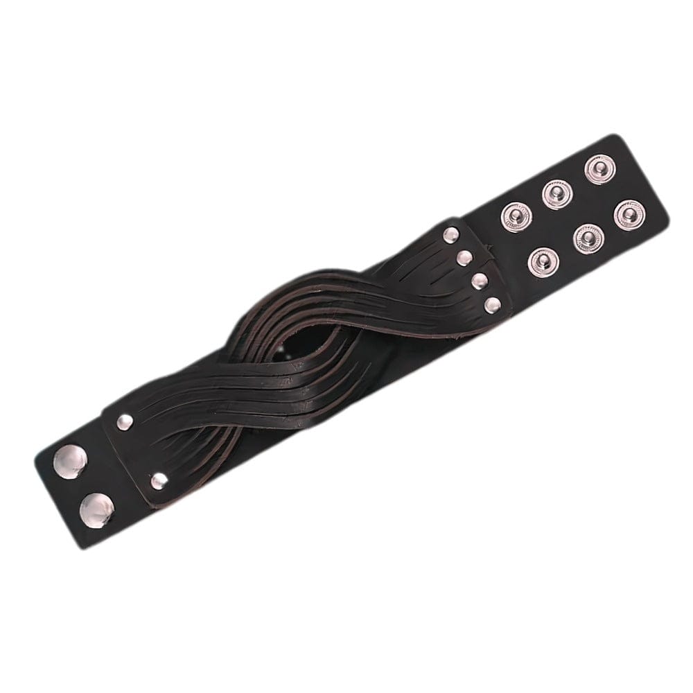 THE MEN THING Leather Bracelet TWISTBOUND BLACK - Genuine Braided Leather Bracelet Set for Men & Boys (8 inch)