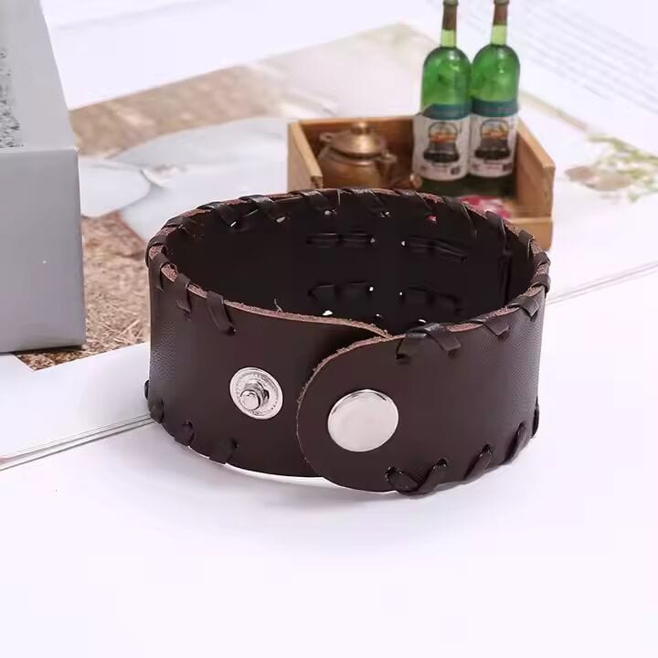 THE MEN THING Leather Bracelet TWISTBOUND BROWN - Genuine Braided Leather Bracelet Set for Men & Boys (8 inch)