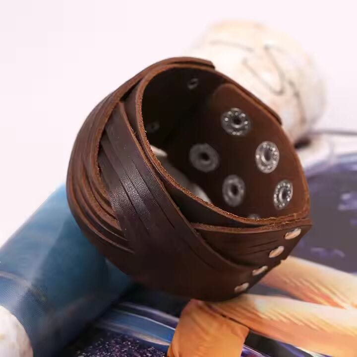THE MEN THING Leather Bracelet TWISTBOUND BROWN - Genuine Braided Leather Bracelet Set for Men & Boys (8 inch)