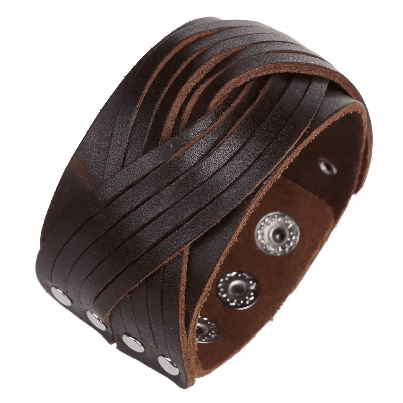 THE MEN THING Leather Bracelet TWISTBOUND BROWN - Genuine Braided Leather Bracelet Set for Men & Boys (8 inch)