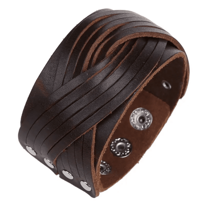 THE MEN THING Leather Bracelet TWISTBOUND BROWN - Genuine Braided Leather Bracelet Set for Men & Boys (8 inch)