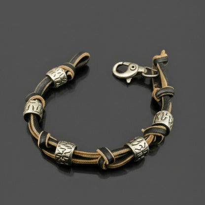 THE MEN THING Leather Bracelet VINTAGE NOVA - Genuine Leather Braided Bracelet with Lobster Clasp for Men & Boys (8 inch)