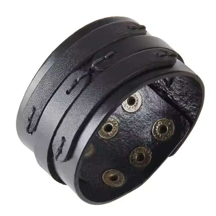 THE MEN THING Leather Bracelet WILDFIRE WRAP BLACK - Genuine Braided Leather Bracelet Set for Men & Boys (8 inch)