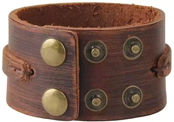 THE MEN THING Leather Bracelet WILDFIRE WRAP BROWN - Genuine Braided Leather Bracelet Set for Men & Boys (8 inch)