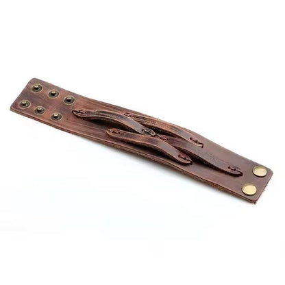 THE MEN THING Leather Bracelet WILDFIRE WRAP BROWN - Genuine Braided Leather Bracelet Set for Men & Boys (8 inch)