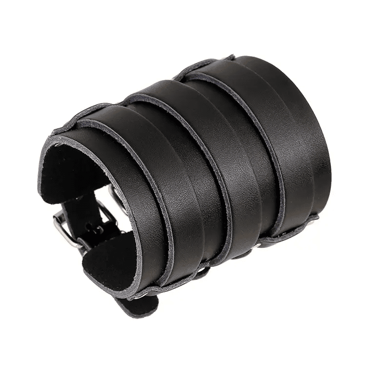 THE MEN THING Leather Bracelet WRAITHBINDER BLACK - Genuine Braided Leather Bracelet Set for Men & Boys (8inch)