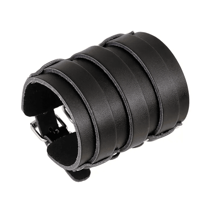 THE MEN THING Leather Bracelet WRAITHBINDER BLACK - Genuine Braided Leather Bracelet Set for Men & Boys (8inch)