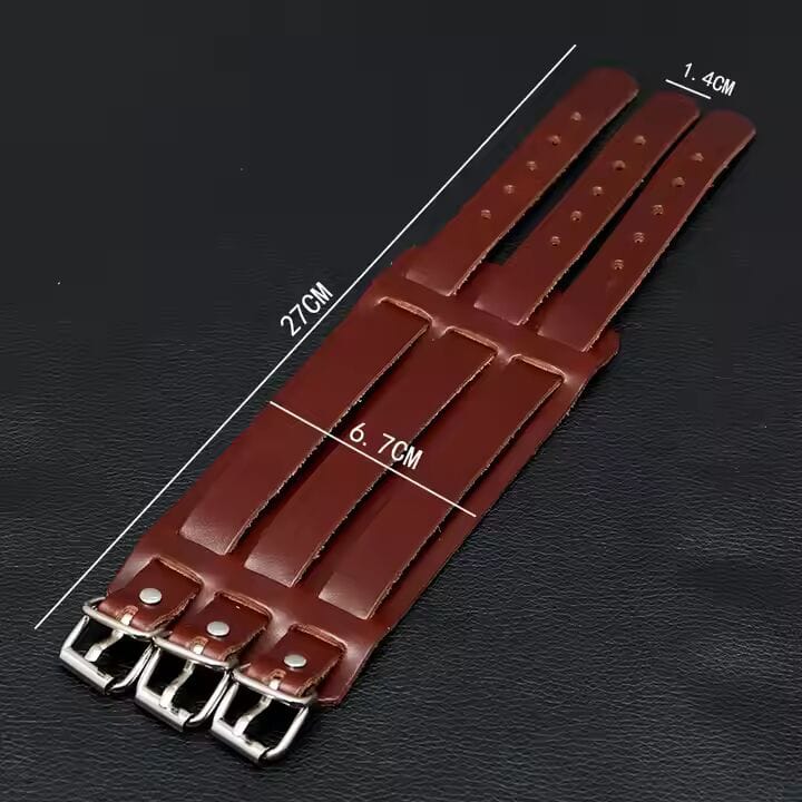 THE MEN THING Leather Bracelet WRAITHBINDER BROWN - Genuine Braided Leather Bracelet Set for Men & Boys (8inch)