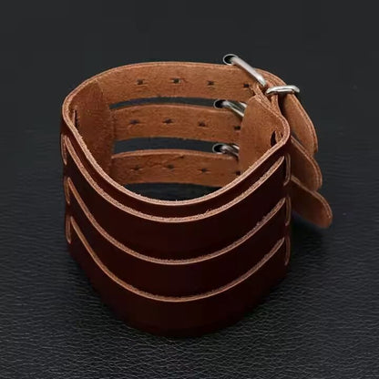 THE MEN THING Leather Bracelet WRAITHBINDER BROWN - Genuine Braided Leather Bracelet Set for Men & Boys (8inch)
