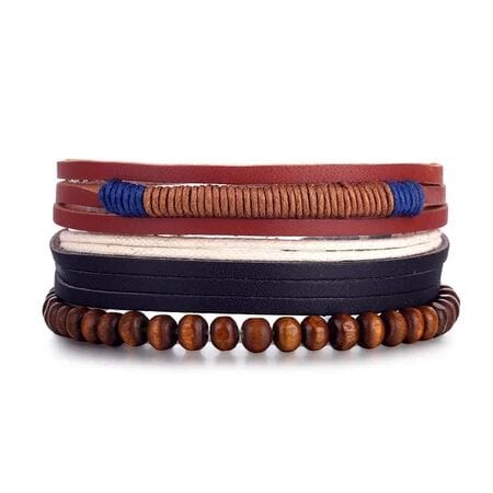 THE MEN THING Leather Bracelet ZENITH BAND - Genuine Braided Leather Bracelet Set for Men & Boys (8 inch)