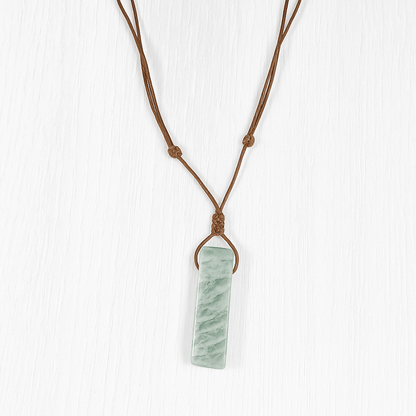 THE MEN THING Leather Necklace AMAZONITE AURA - Natural Crystal Pendant with Adjustable Pure Leather Cord Necklace for Men & Boys