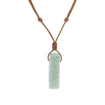 THE MEN THING Leather Necklace AMAZONITE AURA - Natural Crystal Pendant with Adjustable Pure Leather Cord Necklace for Men & Boys