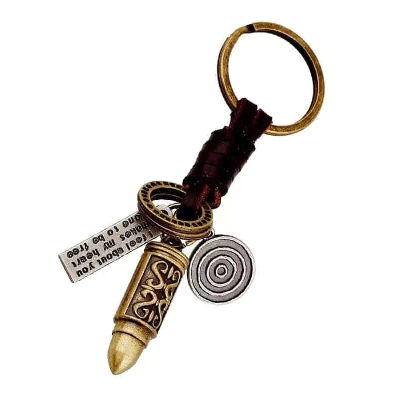 THE MEN THING Leather Necklace ANYTHING FOR YOU BROWN - Vintage Alloy Gold Bullet Pendant with Adjustable Pure Leather Cord Necklace for Men & Boys
