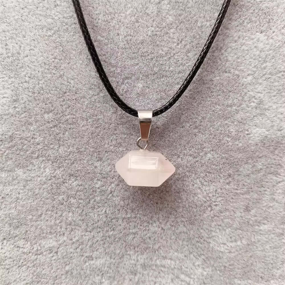 THE MEN THING Leather Necklace APRICOT AGATE Natural Crystal Pendant with 19 inch Leather Rope Chain for Men & Boys
