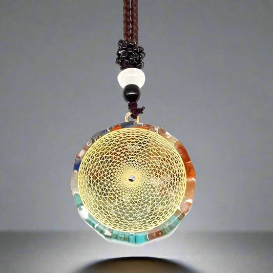 THE MEN THING Leather Necklace AURORA LOOP - Spirograph necklace with 30 inch Adjustable Rope Chain for Men & Boys