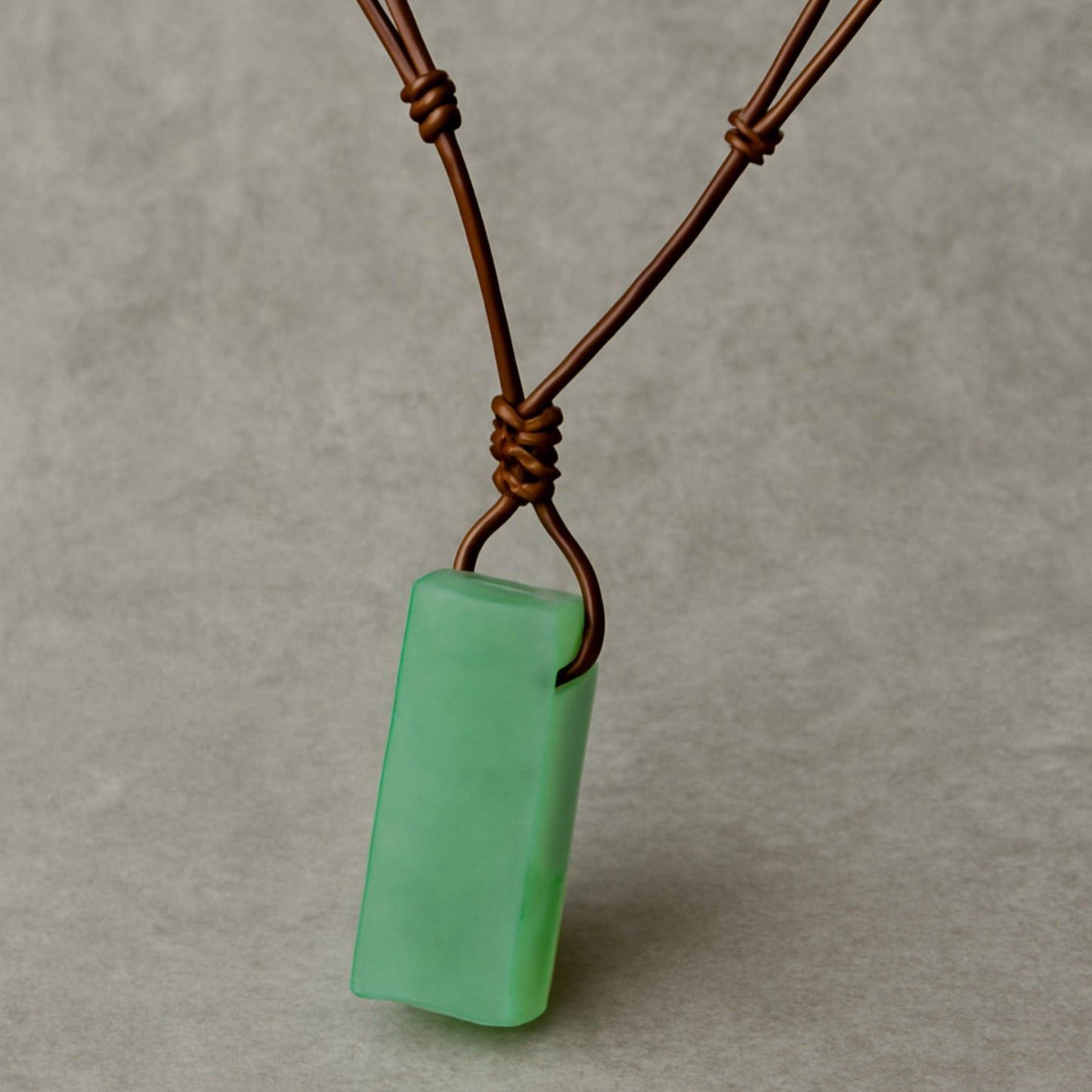 THE MEN THING Leather Necklace AVENTURINE MIRAGE - Natural Crystal Pendant with Adjustable Pure Leather Cord Necklace for Men & Boys