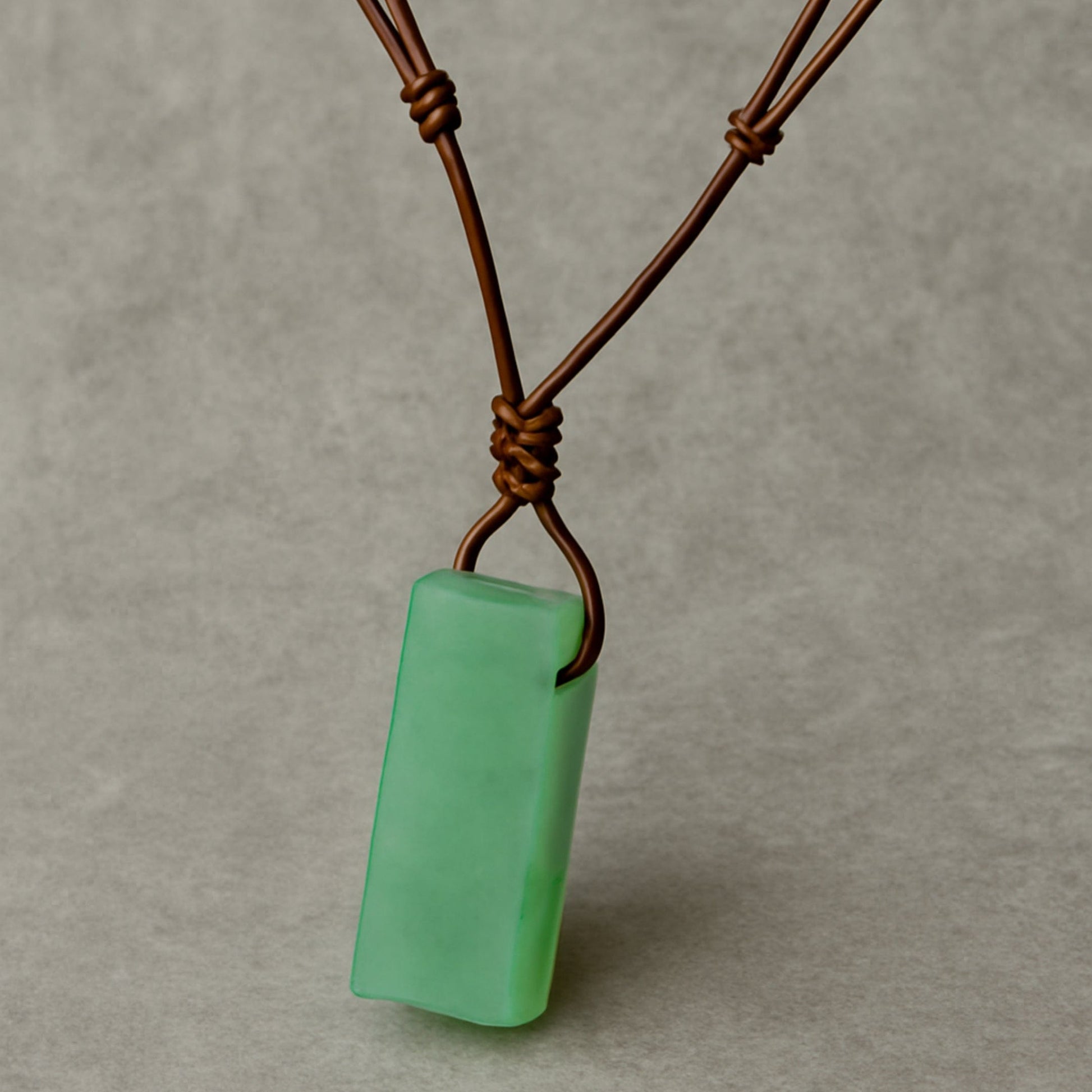 THE MEN THING Leather Necklace AVENTURINE MIRAGE - Natural Crystal Pendant with Adjustable Pure Leather Cord Necklace for Men & Boys
