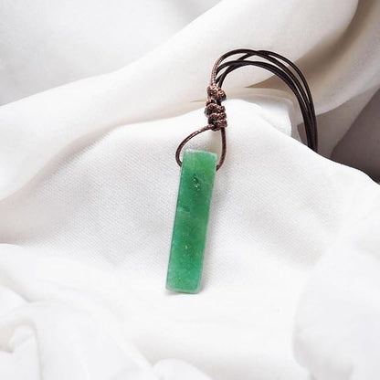 THE MEN THING Leather Necklace AVENTURINE MIRAGE - Natural Crystal Pendant with Adjustable Pure Leather Cord Necklace for Men & Boys