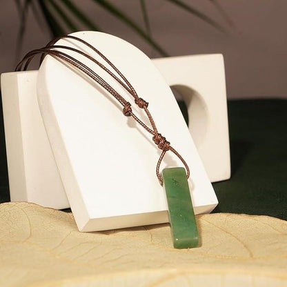 THE MEN THING Leather Necklace AVENTURINE MIRAGE - Natural Crystal Pendant with Adjustable Pure Leather Cord Necklace for Men & Boys