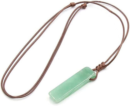 THE MEN THING Leather Necklace AVENTURINE MIRAGE - Natural Crystal Pendant with Adjustable Pure Leather Cord Necklace for Men & Boys