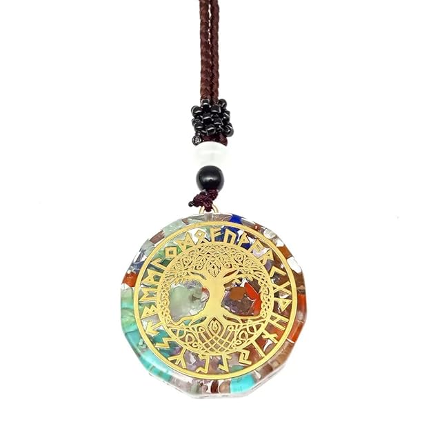 THE MEN THING Leather Necklace AXIS MUNDI  - Natural Crystal necklace with 30 inch Adjustable Rope Chain for Men & Boys